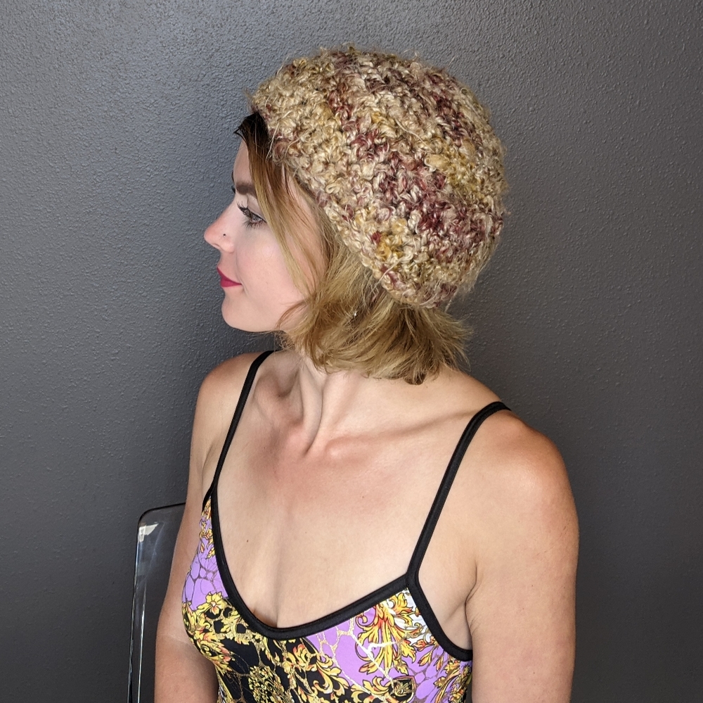 Speckled tan crocheted hat